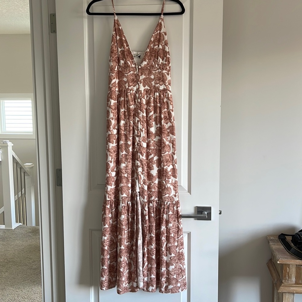 Abercrombie & Fitch Floral Maxi Dress - Brown and White